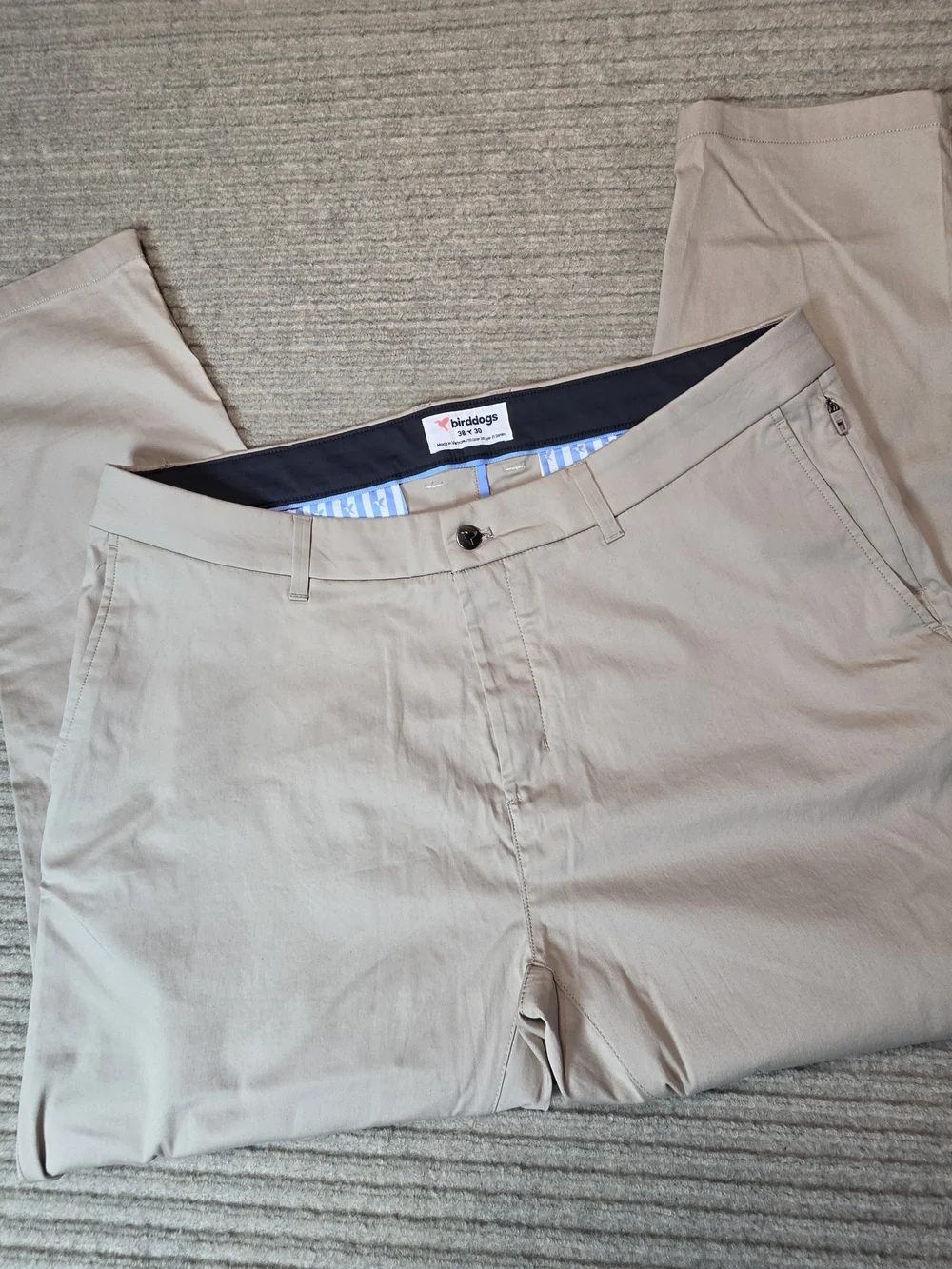 Bird Dogs Performance Golf Pants Men's Size 38x29 Tan Khaki Chino Stretch Fit